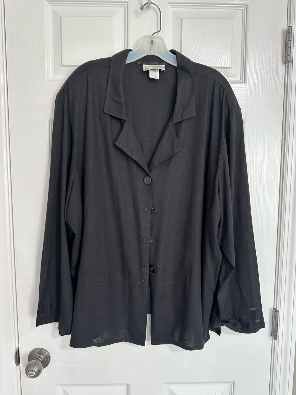 Classic Black Button-Front Blouse - Women